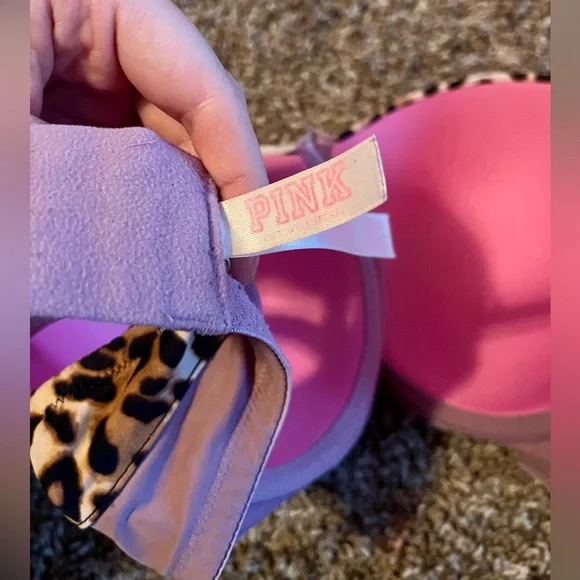 Pink Victoria’s Secret PINK Bra Bundle flower cheetah blue purple 36DD Underwire - Picture 8 of 16